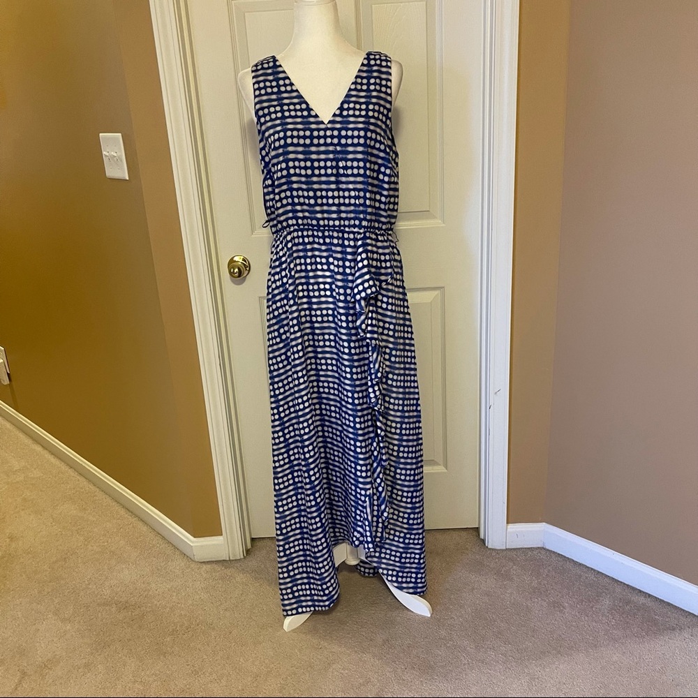 Vineyard Vines Silk Tie-Dye Blue White Maxi